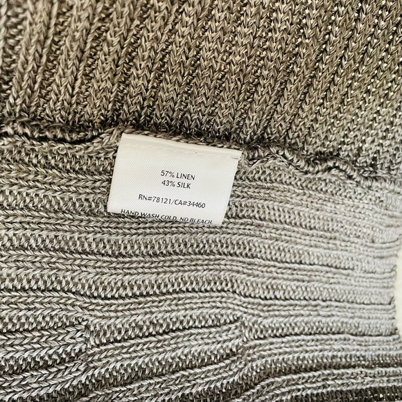Eileen Fisher SMALL gray ribbed knit linen silk blend cardigan - Picture 3 of 4